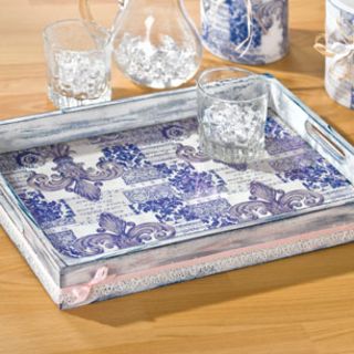 Vintage look tray with napkin technique