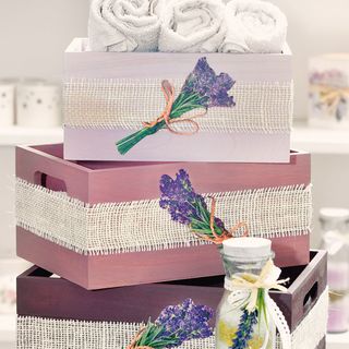 Wooden boxes in country house style