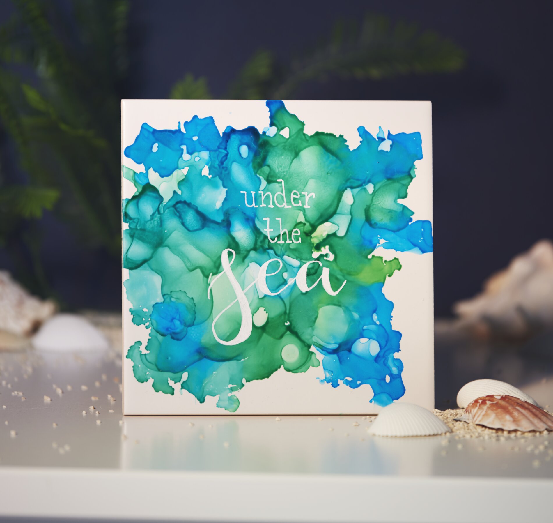 Fliese mit Alcohol Ink