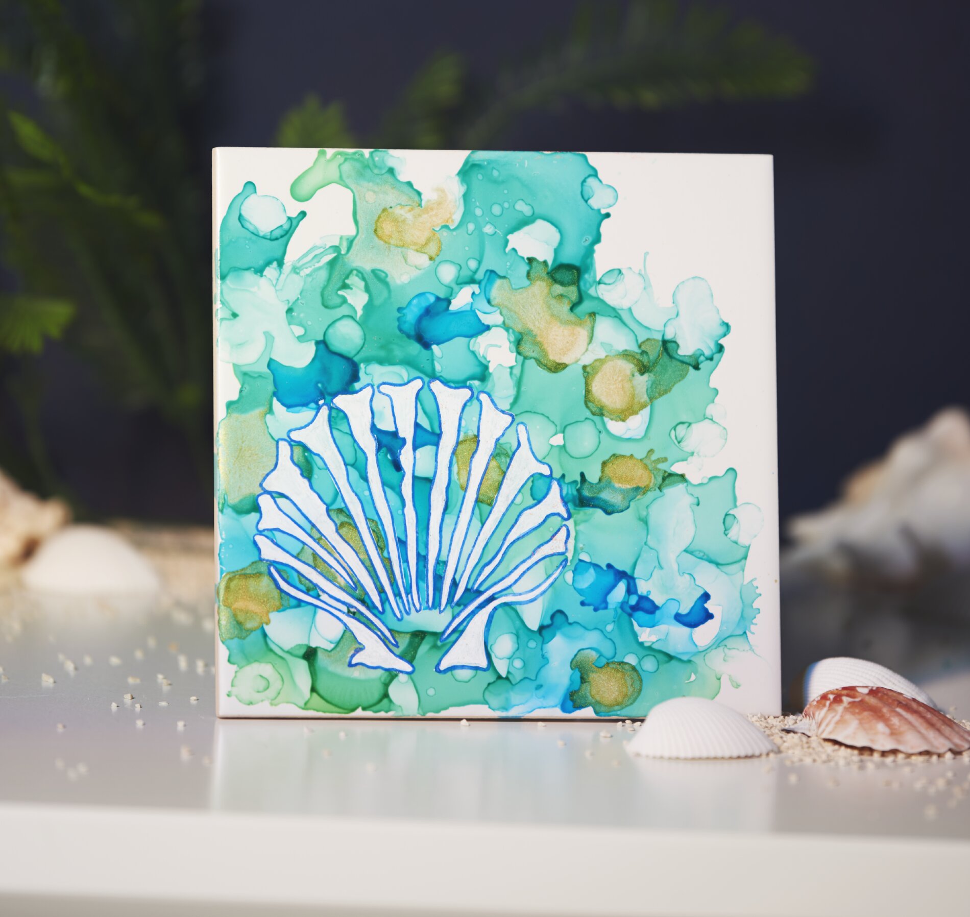 Fliese mit Alcohol Ink