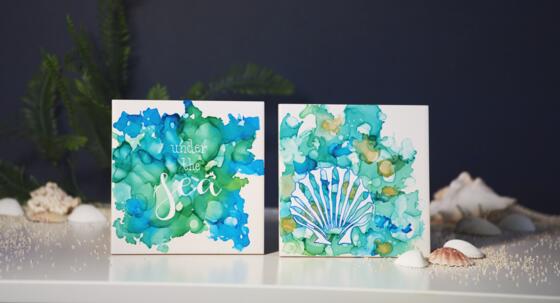 Fliese mit Alcohol Ink