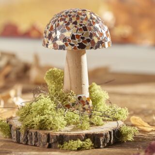 Holz Pilz mit Mosaik gestalten