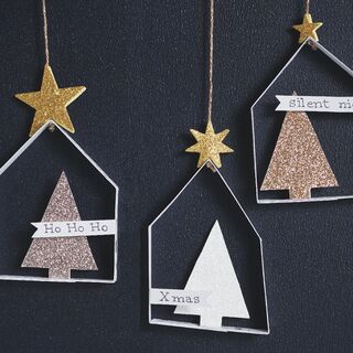 Weihnachtliche Glitter Häuser aus Papier