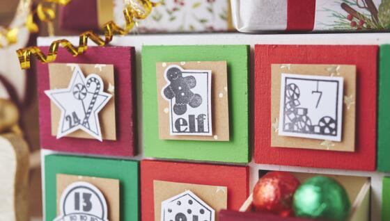 Adventskalender Schlitten mit Rentier Silikonstempel Adventszahlen