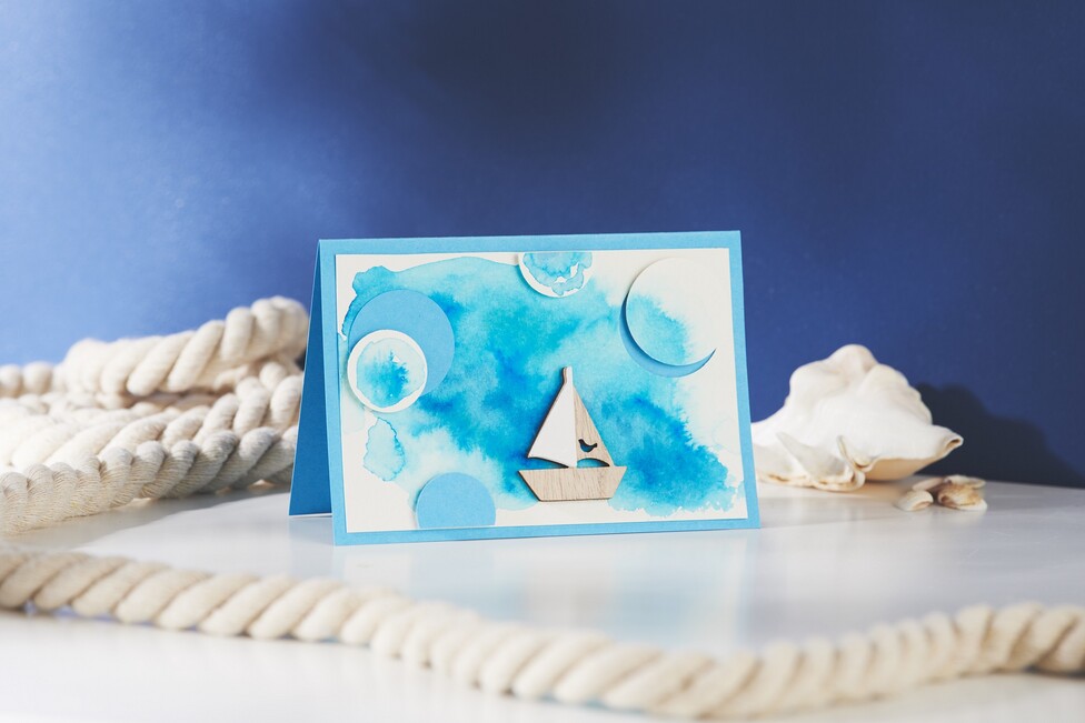 Maritime Karte mit Aquarell