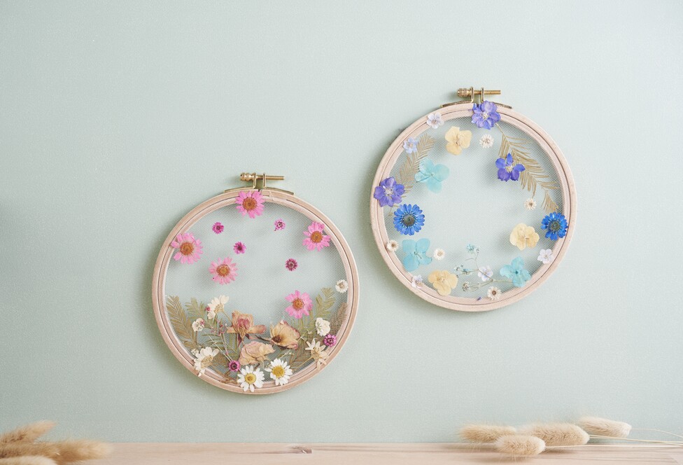 stickring mit tüll & trockenblumen