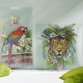 glasteller mit motivstrohseide