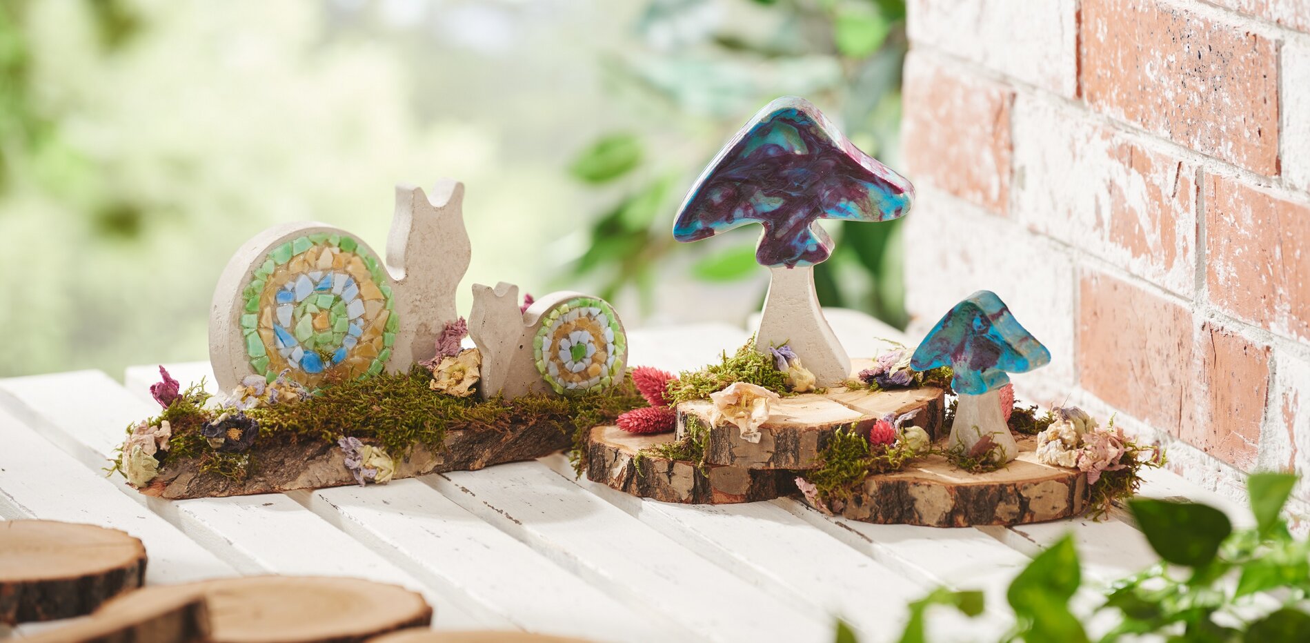 Schnecke und Pilz auf Beton