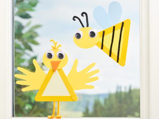 Holzstäbchentiere Biene und Küken