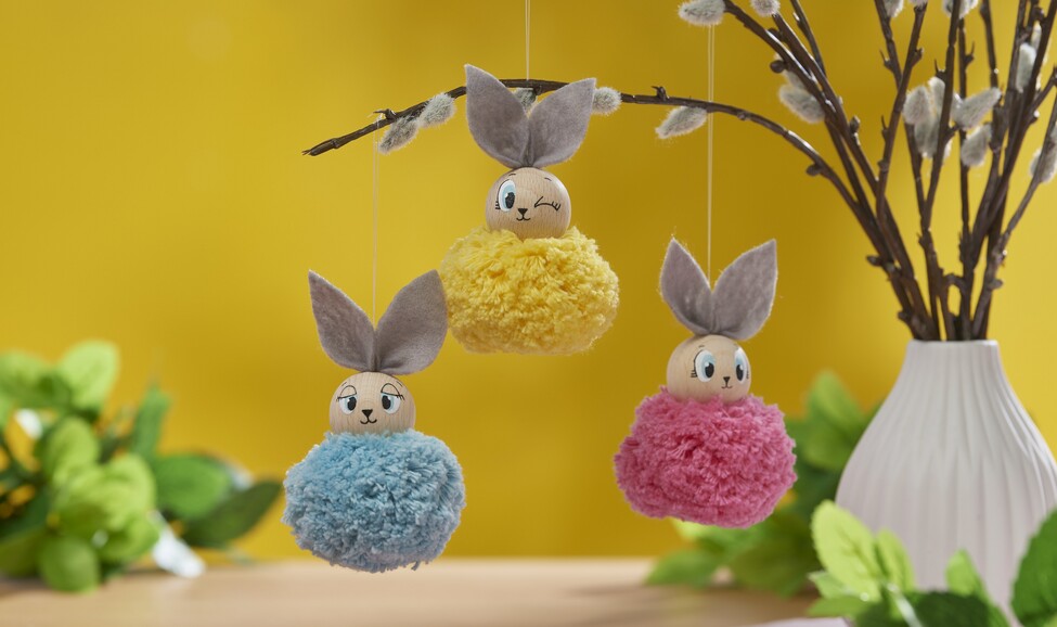 Pompon Häschen basteln 