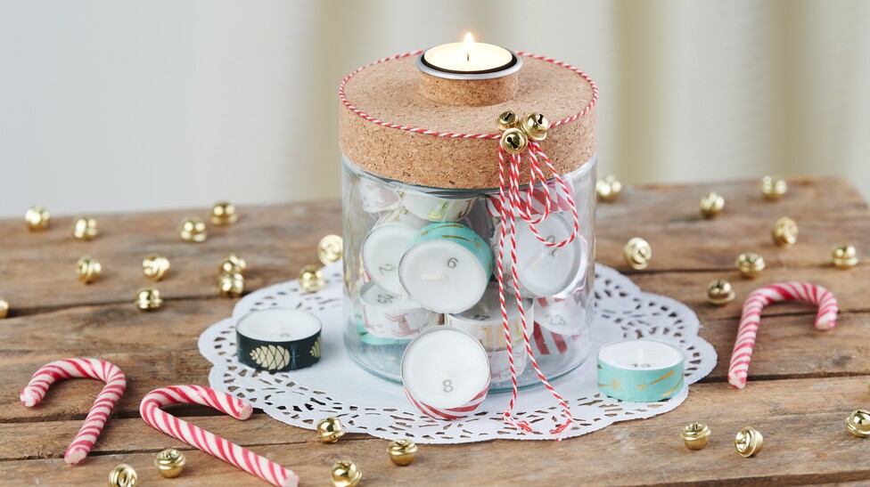 Teelicht Adventskalender selber basteln 
