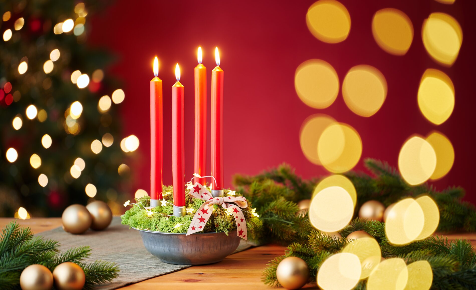 adventskranz in zinkschale