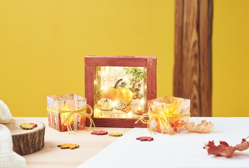 Herbst-Arrangement mit Serviettentechnik