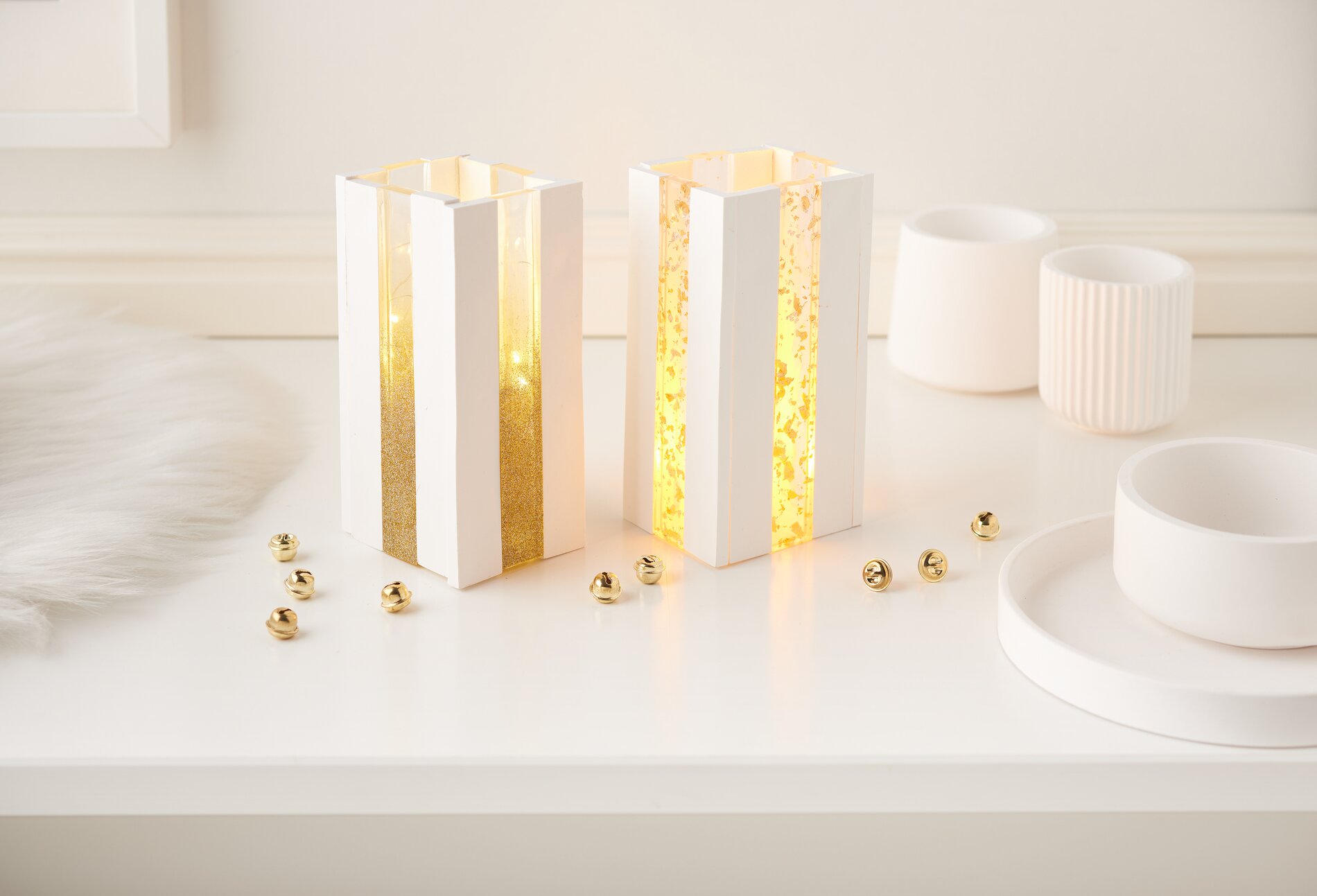 Windlichter aus gegossenen Klötzchen