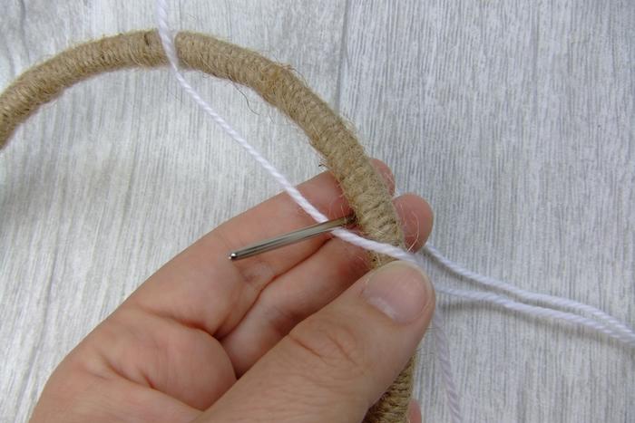 Traumfänger basteln - Netz weben1 Traumfänger selber basteln - Netz weben1