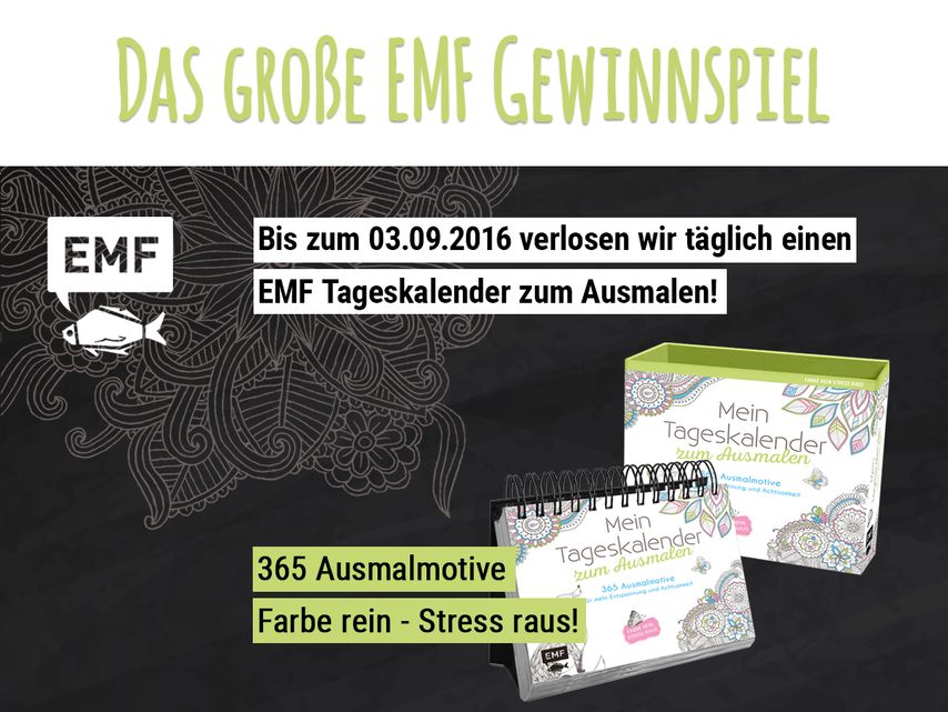 Gewinnspiel: T&auml;glich einen EMF Tageskalender zum Ausmalen gewinnen.