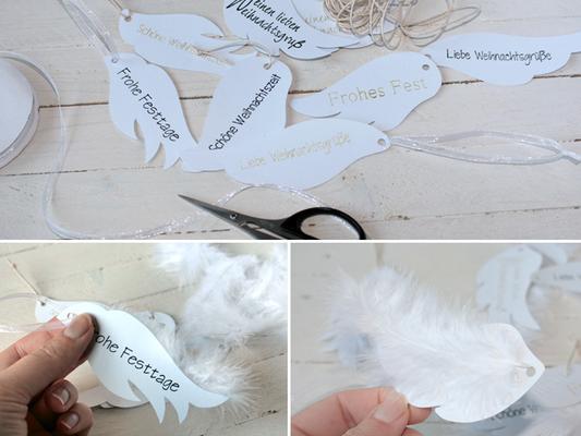 Federn: bekleben Geschenkanhänger Federn bekleben mit Federn
