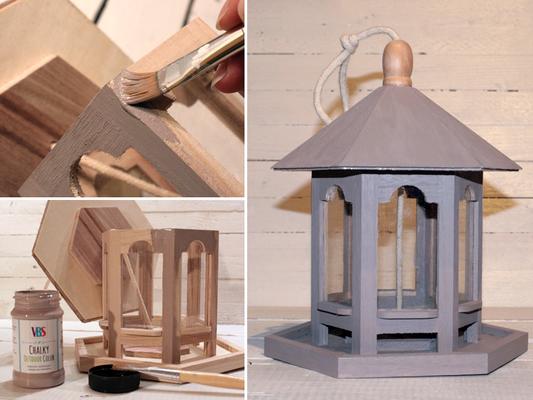 Futterhaus: grundieren Futterhaus mit Kreidefarbe grundieren