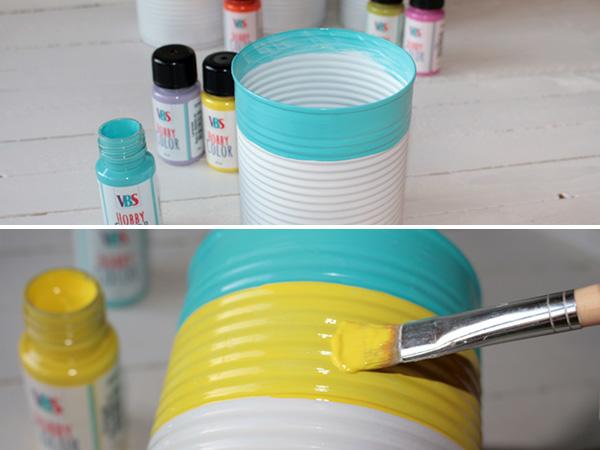 Besteckhalter: streifen Besteckbecher aus alten Dosen einfach selber machen