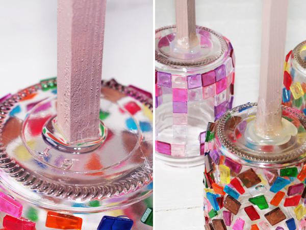 Windlicht: Stäbe aufkleben Windlicht mit steckern selber machen für den Garten