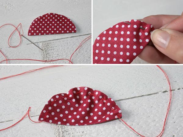 Stoffblumen: auffädeln Stoffblumen selber nähen