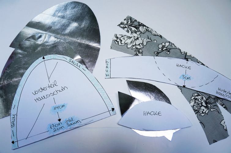 Hausschuhe selber nähen: Vorlage Stoffzuschnitt Hausschuhe selber nähen mit kostenloser Vorlage und Stoffzuschnitt