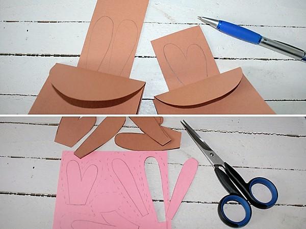 Osterhasen Geschenkverpackung: Verzierung ausschneiden Süße Osterhasen als Geschenkverpackung zu Ostern