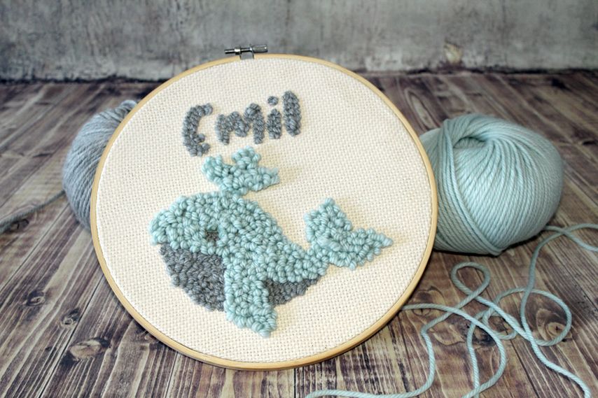 DIY: Punch Needle &ndash; S&uuml;&szlig;er Wal f&uuml;r das Kinderzimmer