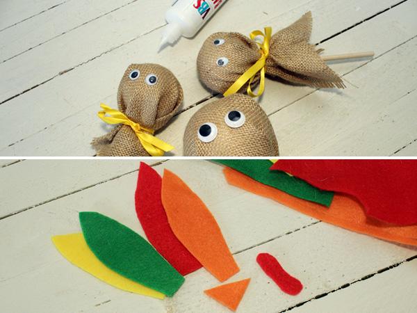 Truthahnstecker aus Jute_Filz Truthahnstecker aus Jute