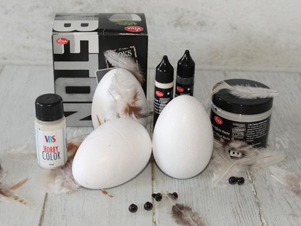 Küken in Betonoptik aus Styroporeiern_Material Küken in Betonoptik aus Styroporeiern