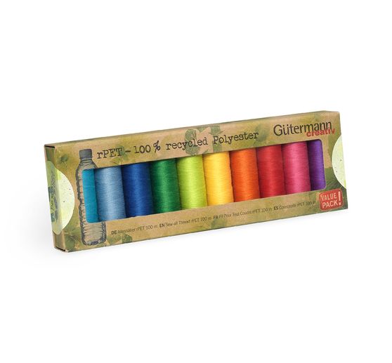 Zestaw nici szwalniczych Gütermann uniwersalna nić szwalnicza rPET, 10 x 100 m, Basic