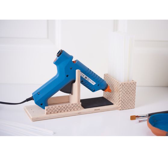 Hot glue gun with holder