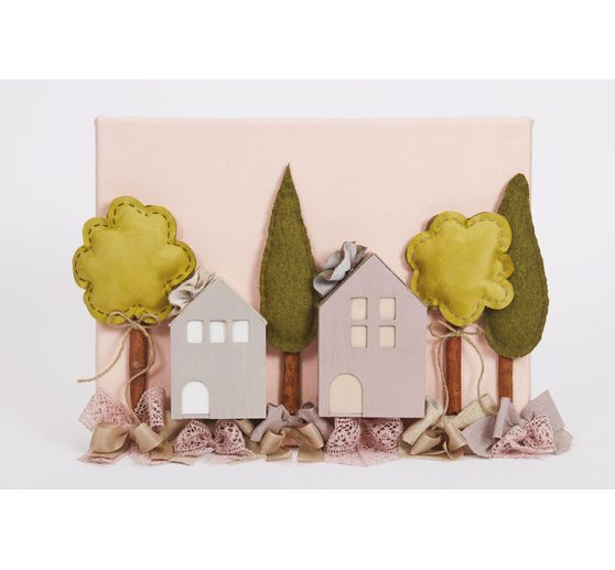 Drewniany domek 3D, zestaw 3 sztuk
