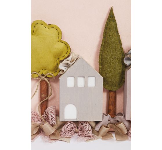 Drewniany domek 3D, zestaw 3 sztuk