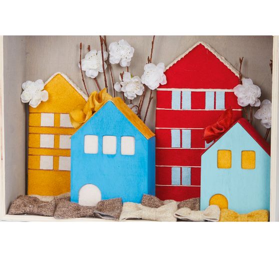 Drewniany domek 3D, zestaw 3 sztuk