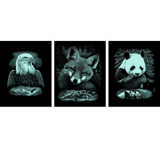 Obrazki do zdrapywania "Dzikie zwierzęta", srebrne