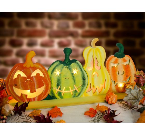 wooden pumpkins, lightable