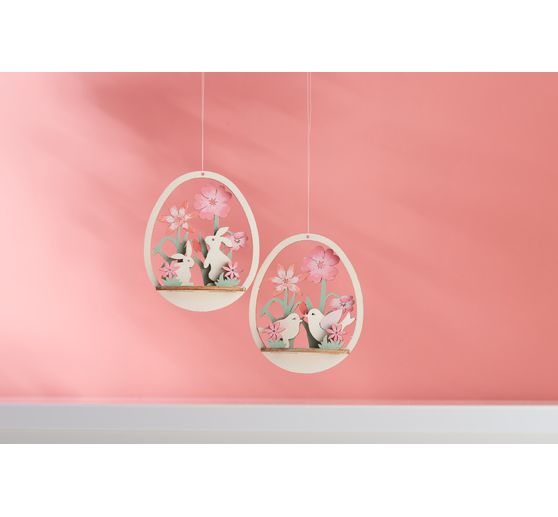 Wood building kit Decoration pendant Egg "Birds and Flowers"