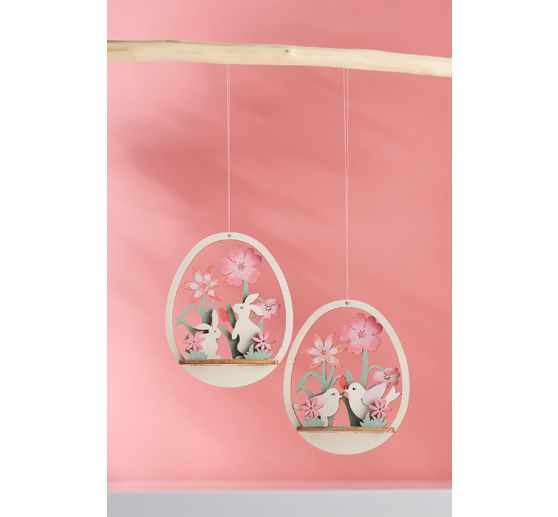 Wood building kit Decoration pendant Egg "Birds and Flowers"