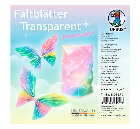 Vellum paper-folded sheets "Fairy Dust", approx. 15 x 15 cm