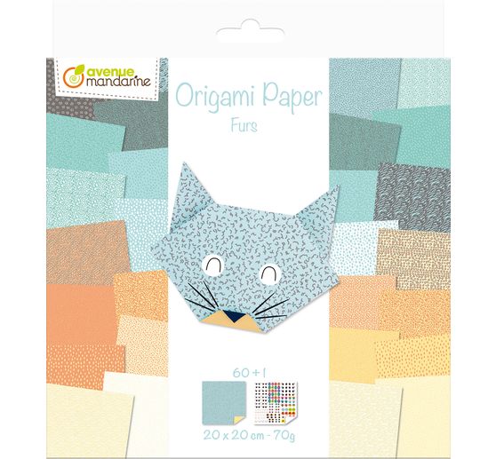 Folding paper-assortment "Animals", 60 sheets, incl. sticker sheet