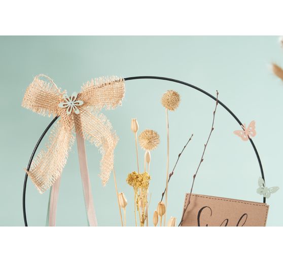 Wooden stand for dried flowers and decorative ring