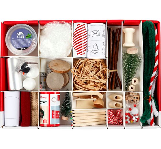 Pudełko na rękodzieło drzwiczki elfów "Świąteczne sceny"