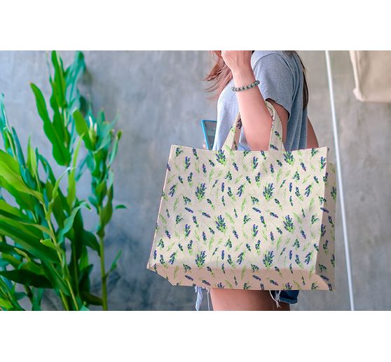 Motif fabric linen look "Lavender"