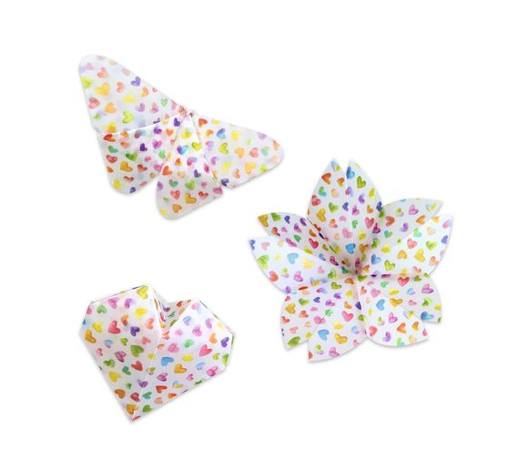 Transparent folding sheets "Colorful hearts"