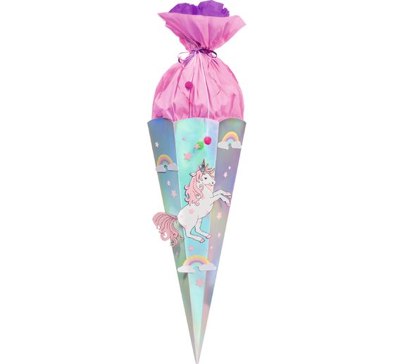 School cone cutout, silver iridescent