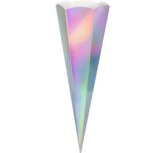 School cone cutout, silver iridescent