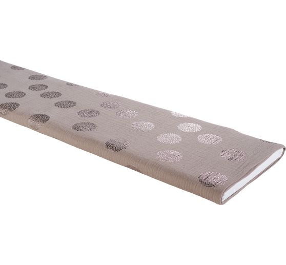 Crinkle muslin cotton fabric with metallic effect "Sakura Blossom Taupe"