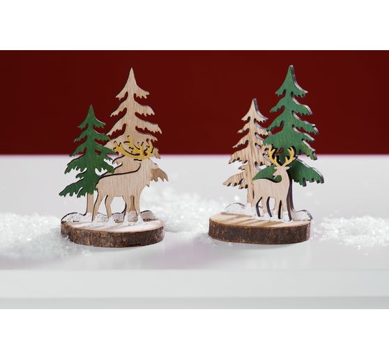 VBS Wooden buildidng kit on bark disc, set of 2
