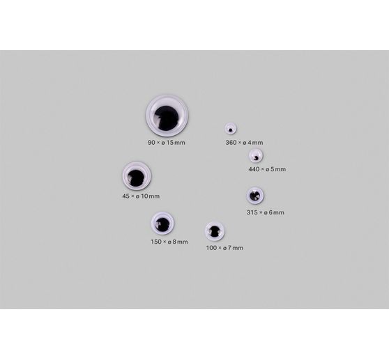 Wiggle eyes self-adhesive "Assorted", box with 1.500 pieces